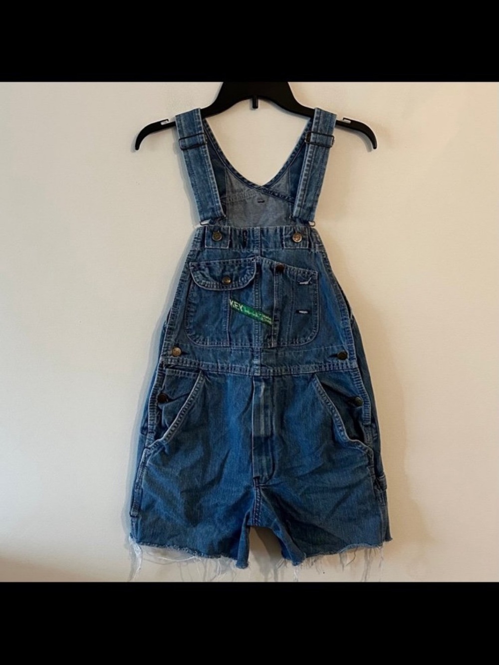 Vintage Key Imperial Overalls Cut Off Shorts Denim Utility Workwear Cotton 30